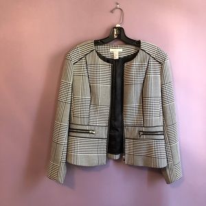 H&M houndstooth blazer black and white